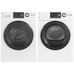 GE 2.8 Cu. Ft. Front Load Steam Washer & 4.1 Cu. Ft. Electric Dryer - White
