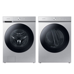 Samsung Bespoke Front Load Steam Washer & Electric Steam Dryer - Silver Steel