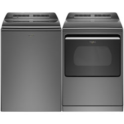 Whirlpool 6.0 Cu. Ft. High Efficiency Impeller Top Load Washer & 7.4 Cu. Ft. Electric Dryer - Chrome Shadow