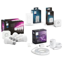 Philips Hue In Better Light Bundle - Starter Kit (4 Bulbs), Motion Sensor, Dimmer, & Light Strip
