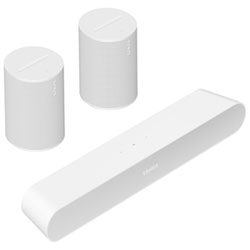 Sonos Ray Sound Bar & 2 Era 100 Multi-Room Speakers - White