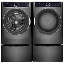 Electrolux 5.2 Cu Ft Front Load Steam Washer & 8.0 Cu Ft Electric Steam Dryer w/ 2 27" Pedestal - Grey
