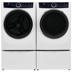 Electrolux 5.2 Cu Ft Front Load Steam Washer & 8.0 Cu Ft Electric Steam Dryer w/ 2 27" Pedestal - White