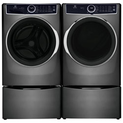 Electrolux 5.2 Cu Ft Front Load Steam Washer & 8.0 Cu Ft Electric Steam Dryer w/ 2 27" Pedestal - Grey