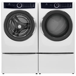 Electrolux 5.2 Cu Ft Front Load Steam Washer & 8.0 Cu Ft Electric Steam Dryer w/ 2 27" Pedestal - White