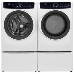 Electrolux 5.2 Cu Ft Front Load Steam Washer & 8.0 Cu Ft Electric Steam Dryer w/ 2 27" Pedestal - White