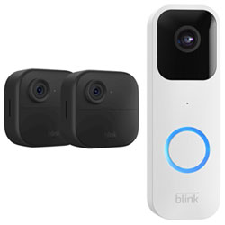 Blink Outdoor 4 Wire-Free 1080p Full HD IP Security Camera System - 2 Pack & Video Doorbell - Black/White