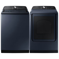 Samsung 6.1 Cu. Ft. Top Load Impeller Washer & Electric Steam Dryer - Brushed Navy/ Navy