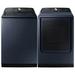 Samsung 6.2 Cu. Ft. Top Load Agitator Washer & Electric Steam Dryer - Brushed Navy/Navy