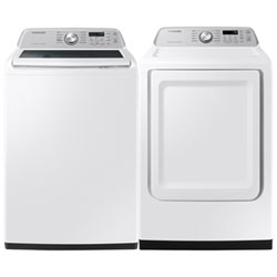 Samsung 5.3 Cu. Ft. Top Load Washer & Smart Electric Dryer - White
