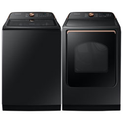 Samsung 6.2 Cu. Ft. Top Load Washer & Electric Steam Dryer - Brushed Black/Black