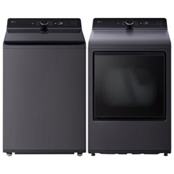 LG 6.1 Cu. Ft. High Efficiency Agitator Top Load Washer & 7.3 Cu. Ft. Rear Control Electric Dryer - Matte Black