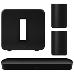 Sonos Beam (2nd Gen) Sound Bar with Sub 4 Wireless Subwoofer & Era 100 Multi-Room Speakers - Pair - Black
