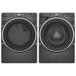 Sécheuse À Vapeur Au Gaz De 7,4 Pi³ Et Laveuse À Vapeur À Chargement Frontal De 5,0 Pi³ De Whirlpool - Noir Volcan