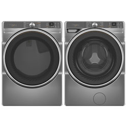 Sécheuse À Vapeur Au Gaz De 7,4 Pi³ Et Laveuse À Vapeur À Chargement Frontal De 5,0 Pi³ De Whirlpool - Argenté Rayonnant