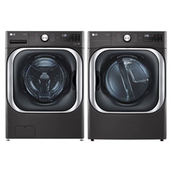 LG 6.0 Cu. Ft. High Efficiency Front Load Steam Washer & 9.0 Cu. Ft. Electric Steam Dryer - Black Steel