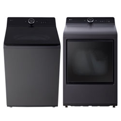 LG 6.3 Cu. Ft. Mega Capacity Top Load Washer & 7.3 Cu. Ft. Electric Steam Dryer - Matte Black