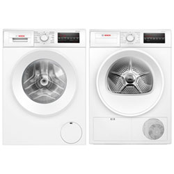 Bosch 300 Series 2.2 Cu. Ft. HE Compact Front Load Washer & 4.0 Cu. Ft. Electric Dryer - White