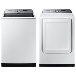 Samsung 6.0 Cu. Ft. High Efficiency Top Load Washer & 7.4 Cu. Ft. Electric Dryer - White