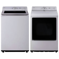 LG 5.6 Cu. Ft. High Efficiency Agitator Top Load Washer & 7.3 Cu. Ft. Electric Dryer - Alpine White