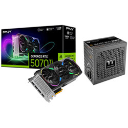 PNY RTX 5070 Ti ARGB Epic-X OC Triple-Fan 16GB GDDR7 Video Card w/ 850-Watt ATX Semi-Modular Power Supply