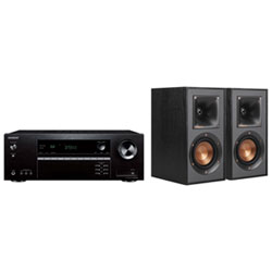 Onkyo TX-NR5100 7.2 Channel 8K UHD Network AV Receiver w/ Klipsch R41M 50-Watt Bookshelf Speaker - Pair - Black