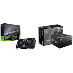 MSI GeForce RTX 5070 Shadow 2X OC 12GB GDDR7 Video Card & MAG A850GL 850W Fully Modular Power Supply