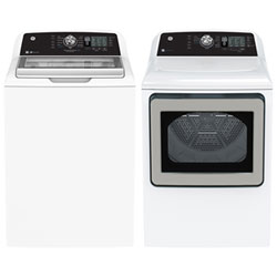 GE 5.3 Cu. Ft. Top Load Washer & 7.4 Cu. Ft. Electric Dryer - White