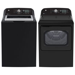 GE 5.3 Cu. Ft. Top Load Washer & 7.4 Cu. Ft. Electric Dryer - Diamond Grey