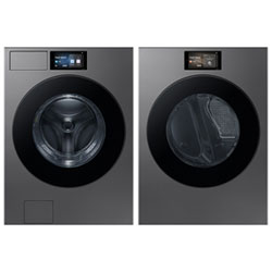 Samsung 6.1 Cu. Ft. High Efficiency Front Load Steam Washer & 7.6 Cu. Ft. Electric Steam Dryer - Dark Steel