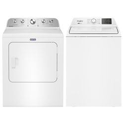 Whirlpool 4.8 Cu. Ft. High Efficiency Top Load Washer & Pet Pro 7.0 Cu. Ft. Electric Steam Dryer - White