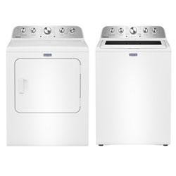 Laveuse À Chargement Par Le Haut He 5,5 Pi³ Et Sécheuse À Gaz À Vapeur 7 Pi³ Pet Pro De Maytag - Blanc