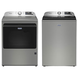Laveuse À Chargement Par Le Haut He 6 Pi³ Et Sécheuse À Gaz À Vapeur 7,4 Pi³ Pet Pro De Maytag - Argent Classique