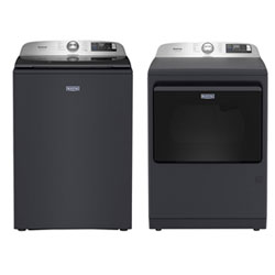 Maytag 6.0 Cu. Ft. High Efficiency Top Load Washer & Pet Pro 7.4 Cu. Ft. Electric Steam Dryer - Midnight Steel