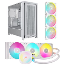 Corsair iCUE LINK Titan RX RGB 360mm Liquid CPU Cooling System w/ Triple Fans Starter Kit & ATX Computer Case - White