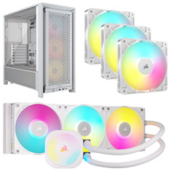 Corsair iCUE LINK Titan RX RGB 360mm Liquid CPU Cooling System w/ ARGB Triple Case Fan Kit & ATX Computer Case - White