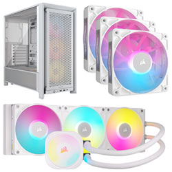 Corsair iCUE LINK Titan RX RGB 360mm Liquid CPU Cooling System w/ PWM Triple Case Fans & ARGB ATX Computer Case - White