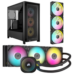 Corsair iCUE LINK Titan RX RGB 360mm Liquid CPU Cooling System w/ Triple Fans Starter Kit & ARGB ATX Computer Case - Black