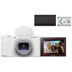 Sony ZV-1 II Content Creator Vlogger Camera with 18-50mm Lens & Lithium-Ion Rechargeable Battery - White