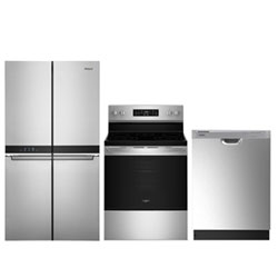 Whirlpool 36" 19.4 Cu. Ft. French Door Counter Depth Refrigerator; Electric Air Fry Range Dishwasher - Stainless Steel