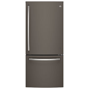 GE 30" 20.9 Cu. Ft. Bottom Mount Freezer Refrigerator with LED Lighting (GDE21DMKES) - Slate