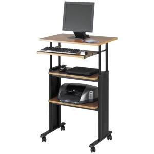 Safco MÜV Standing Height Adjustable Wood Workstation in Medium Oak