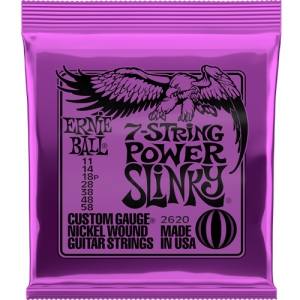 Ernie Ball 7-String Power Slinky Nickel Wound Electric Guitar Strings - 11-58 Gauge
