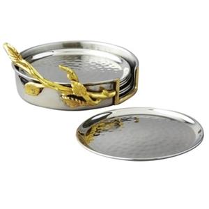 Elegance Hammered 7 Pcs Coaster Set, 4" Diameter