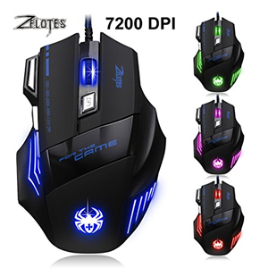 MiiU (TM) T80 Game Gaming Mouse Mice by ZELOTES Professional LED Optical 7200 DPI 7 Button USB Wired for gamer Adjustable DPI