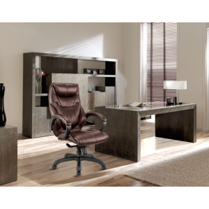 Nicer Furniture Genuine Leather High Back Executive Chair, Chocolate Brown