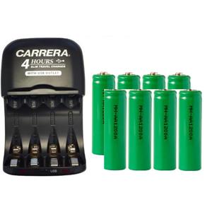 AA / AAA NiMH Smart Slim Travel Charger with USB Plug & 8-Pack AA NiMH 1200 mAh Batteries
