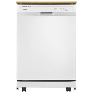 Whirlpool 24" 64dB Portable Front-Control Heated Dry Dishwasher (WDP370PAHW) - White