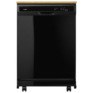 Whirlpool 24" 64dB Portable Front-Control Heated Dry Dishwasher (WDP370PAHB) - Black