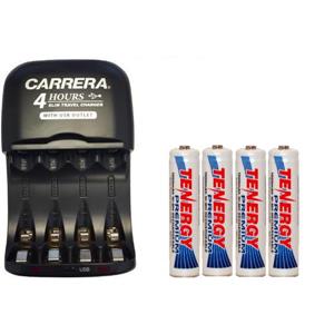 AA / AAA NiMH Smart Slim Travel Charger with USB Plug & 4-Pack AAA Tenergy NiMH 1000 mAh Batteries